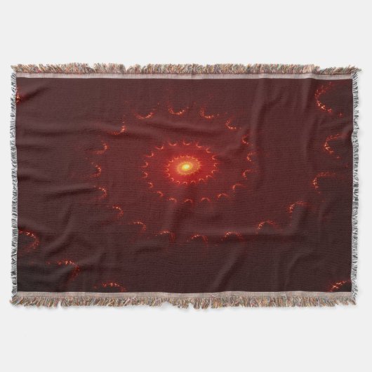 炎のような赤い輝きの渦巻きグラデーション スローブランケット (正面)