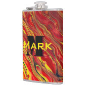 炎のような赤のアクリルフローアート フラスク (左)