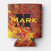 炎のような赤のアクリルフローアート 缶クーラー (正面)