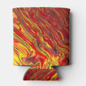 炎のような赤のアクリルフローアート 缶クーラー (裏面)