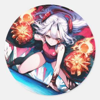 炎のアニメのアクション ラウンドシール