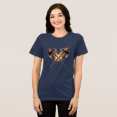 炎のエネルギーが渦巻くクロスファンタジーアックス - 強力な トライブレンドＴシャツ (正面全面)