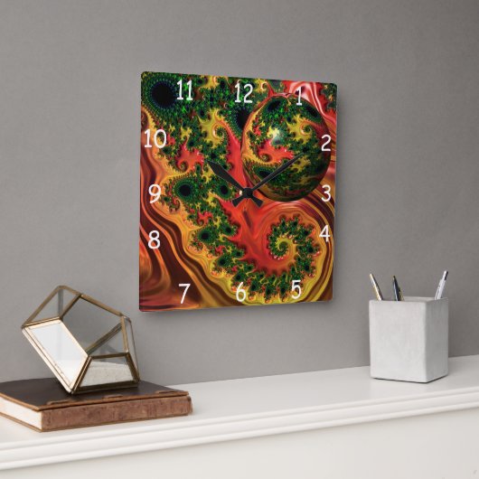炎のエレガンス – 複雑さの勉強 スクエア壁時計 (オフィス)