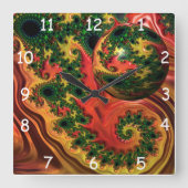 炎のエレガンス – 複雑さの勉強 スクエア壁時計 (正面)