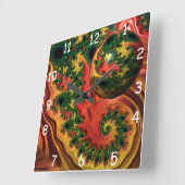 炎のエレガンス – 複雑さの勉強 スクエア壁時計 (傾斜)