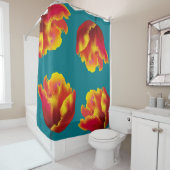 炎のオレンジ色のオウムのチューリップ シャワーカーテン (インサイチュ)