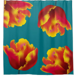 炎のオレンジ色のオウムのチューリップ シャワーカーテン