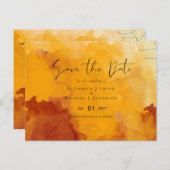 炎のオレンジ色の水色抽象芸術サンセット結婚ズ ポストカード (正面/裏面)