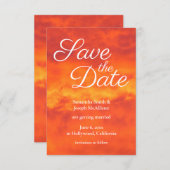 炎のオレンジ色の雲の夕日写真 - Save the Date 招待状 (正面/裏面)