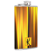 炎のオレンジ色の黄色の黒モノグラムのギフト男性へ フラスク (右)