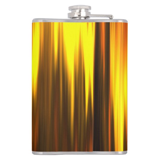 炎のオレンジ色の黄色の黒モノグラムのギフト男性へ フラスク (裏面)