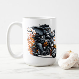 炎のオートバイの象 コーヒーマグカップ
