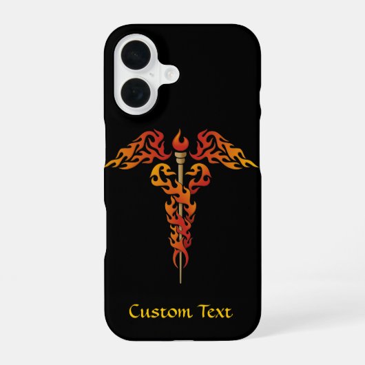 炎のカドゥケウス iPhone 16ケース (裏面)
