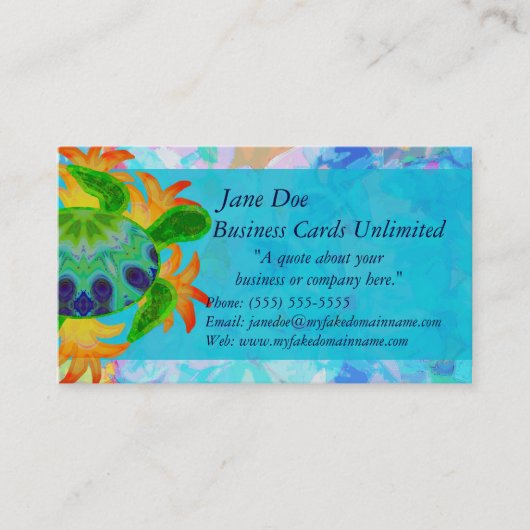 炎のカメの名刺のテンプレート 名刺 (正面)