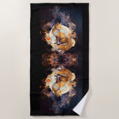 炎のキツネ ビーチタオル (正面)