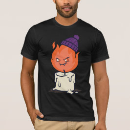 炎のキャンドルモンスターTシャツビーニーハロウィンTシャツ Tシャツ