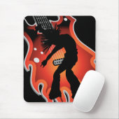 炎のギターのパンクの歌手及びダンサーのシルエット マウスパッド (マウス)