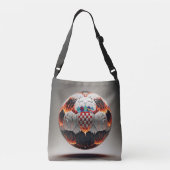 炎のクロアチアのサッカーボール クロスボディバッグ (裏面)