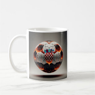 炎のクロアチアのサッカーボール コーヒーマグカップ