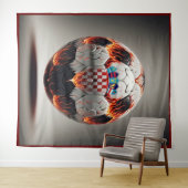 炎のクロアチアのサッカーボール タペストリー (インサイチュ(横))