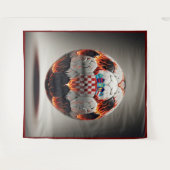 炎のクロアチアのサッカーボール タペストリー (正面(横))