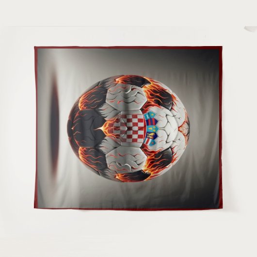 炎のクロアチアのサッカーボール タペストリー (正面(横))