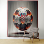炎のクロアチアのサッカーボール タペストリー (インサイチュ)