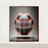 炎のクロアチアのサッカーボール タペストリー (正面)