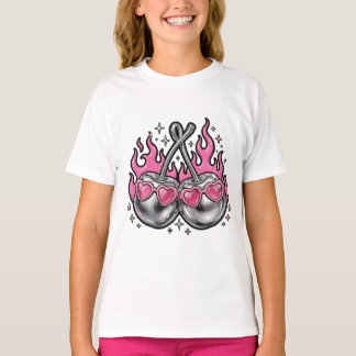 炎のシルバー チェリー - 炎上チェリー Y2 Tシャツ