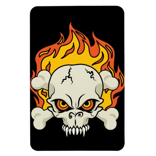 炎のスカルとクロスボーン マグネット (縦)