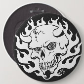 炎のスカル 缶バッジ (正面&裏面)