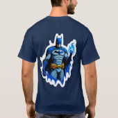 炎のダークナイト - 青い炎のスーパーヒーローパワー Tシャツ (裏面)