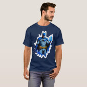 炎のダークナイト - 青い炎のスーパーヒーローパワー Tシャツ (正面フル)