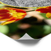 炎のチューリップフラワーフレーム自分の写真を作成 ポスター (角)