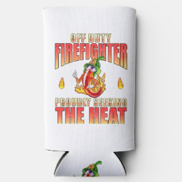 炎のチ誇りを持ったリキャラクター消防士が親指を上げる スリム缶クーラー