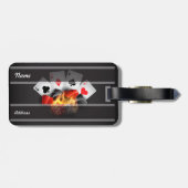 炎のトランプのポーカーのカジノの黒 ラゲッジタグ (裏面横)