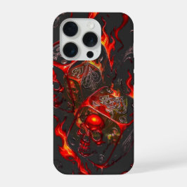 炎のドクロサイコロ - ハイステークス・レベルのグラフィック iPhone 15 PROケース