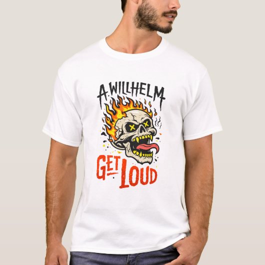 炎のドクロ グラフィックデザイン Tシャツ (正面)