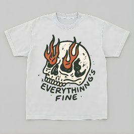 炎のドクロ グラフィック サーカスティック ヴィンテージ グランジ Tシャツ