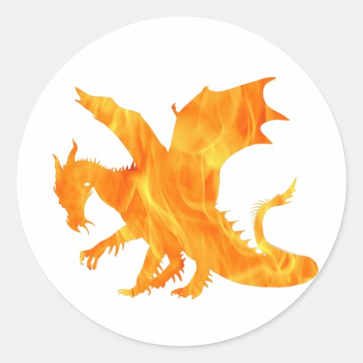 炎のドラゴンの様式化された画像 ラウンドシール (正面)