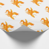 炎のドラゴンの様式化された画像 ラッピングペーパー (角)