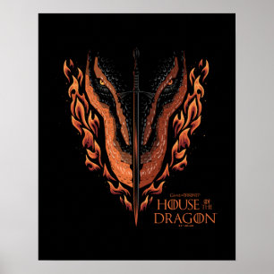 炎のドラゴンの背後に剣 ポスター