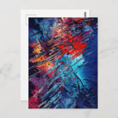 炎のドリフトブルーレッドコンテンポラリー抽象芸術アート ポストカード (正面/裏面)