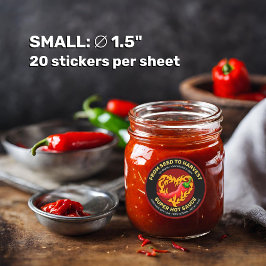 炎のハートラベル付き唐辛子 ラウンドシール