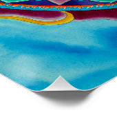 炎のハート曼荼羅の水色 ポスター (コーナー)