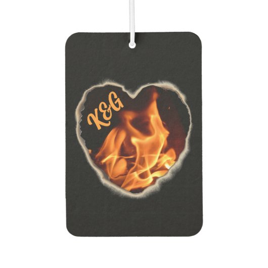 炎のハート火のイニシャルと名前 カーエアーフレッシュナー (正面)
