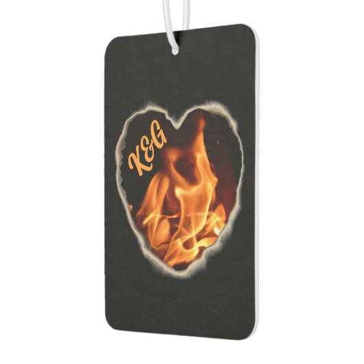 炎のハート火のイニシャルと名前 カーエアーフレッシュナー (左)