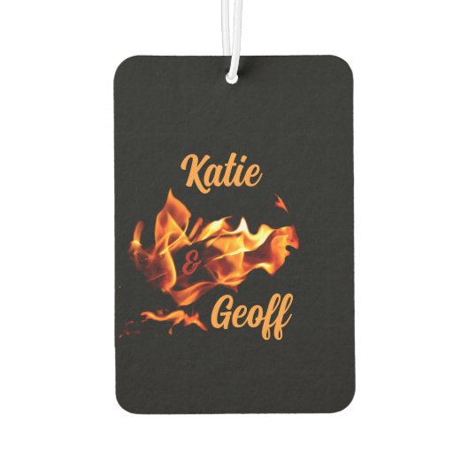 炎のハート火のイニシャルと名前 カーエアーフレッシュナー (裏面)