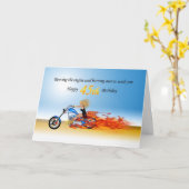 炎のバイクと45歳の誕生日 カード (黄色い花)