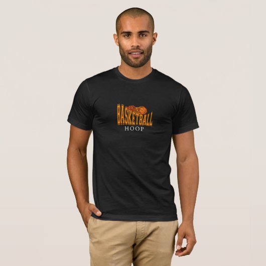 炎のバスケットボールタイポグラフィデザイン Tシャツ (正面フル)